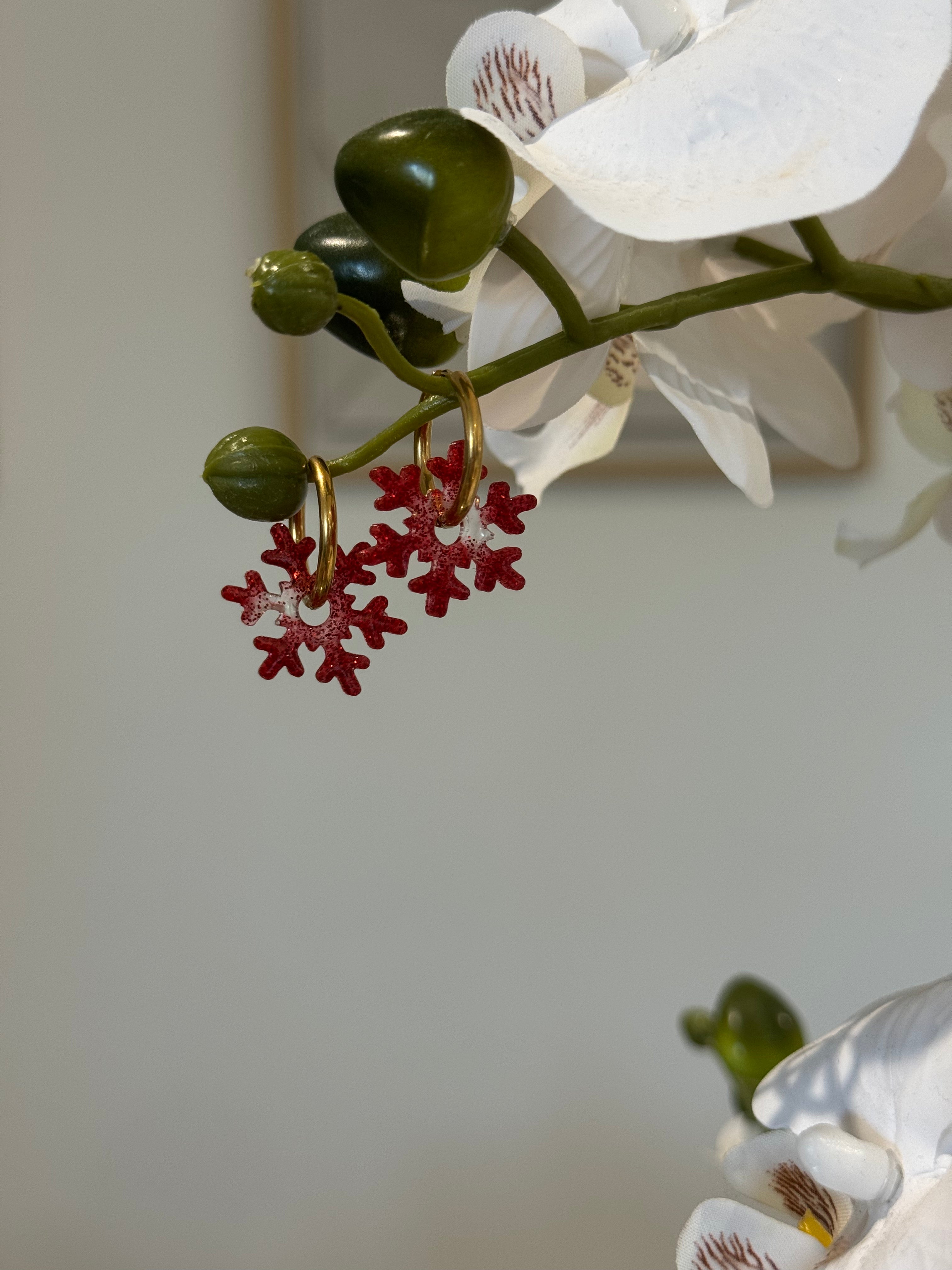 Flocon rouge transparent