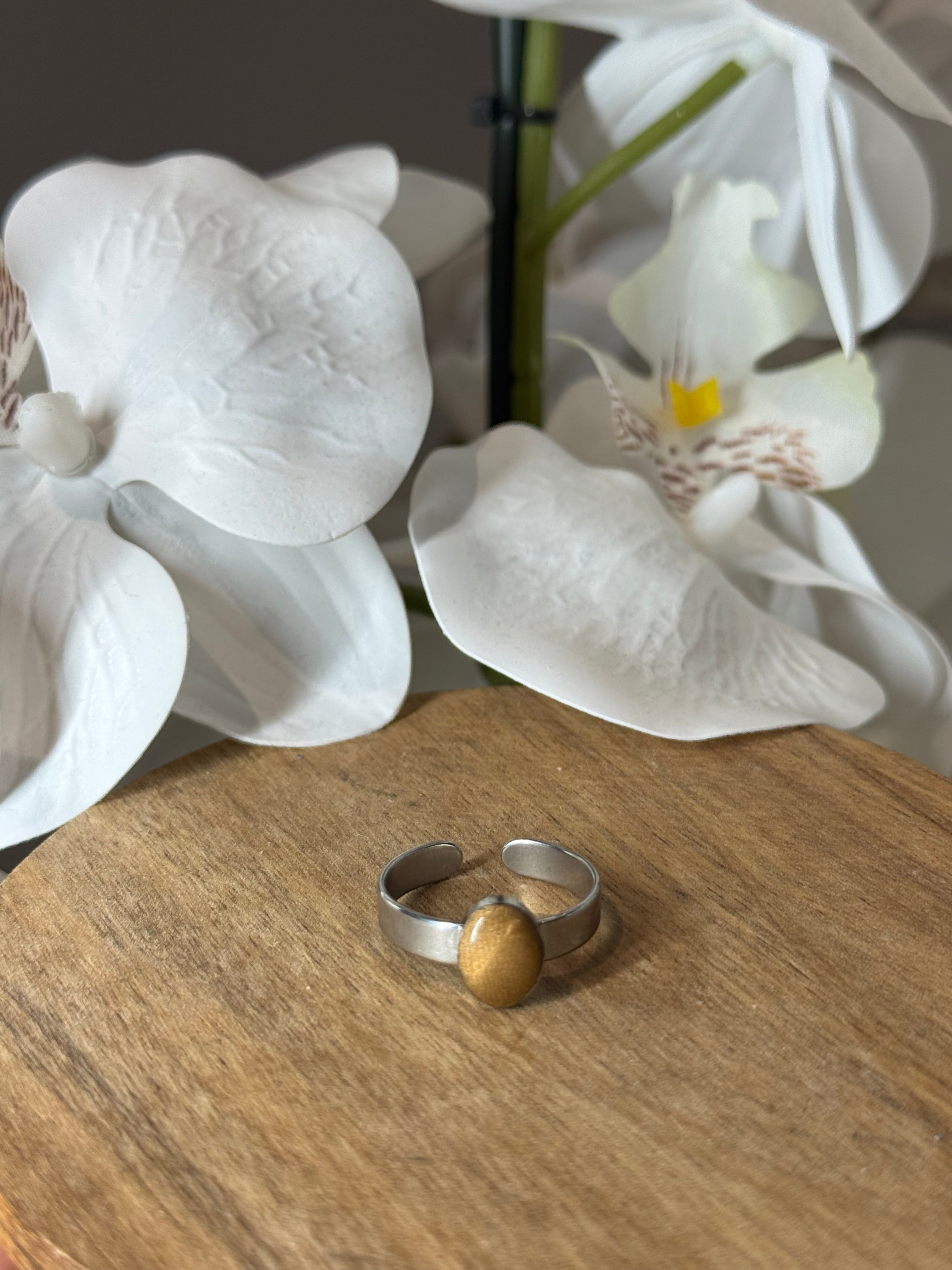 Bague argentée dorée