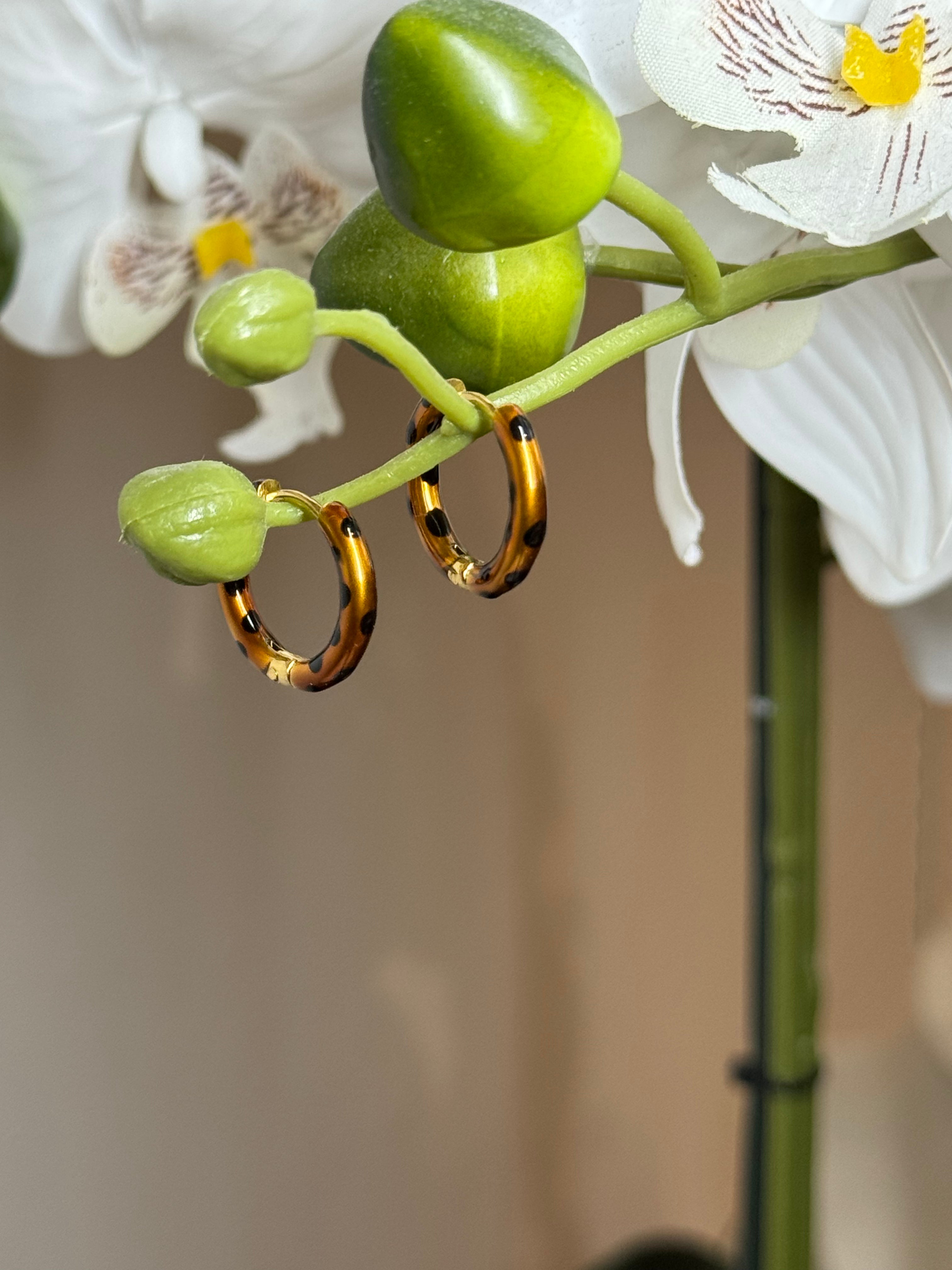 Créoles dorées cuivré à pois