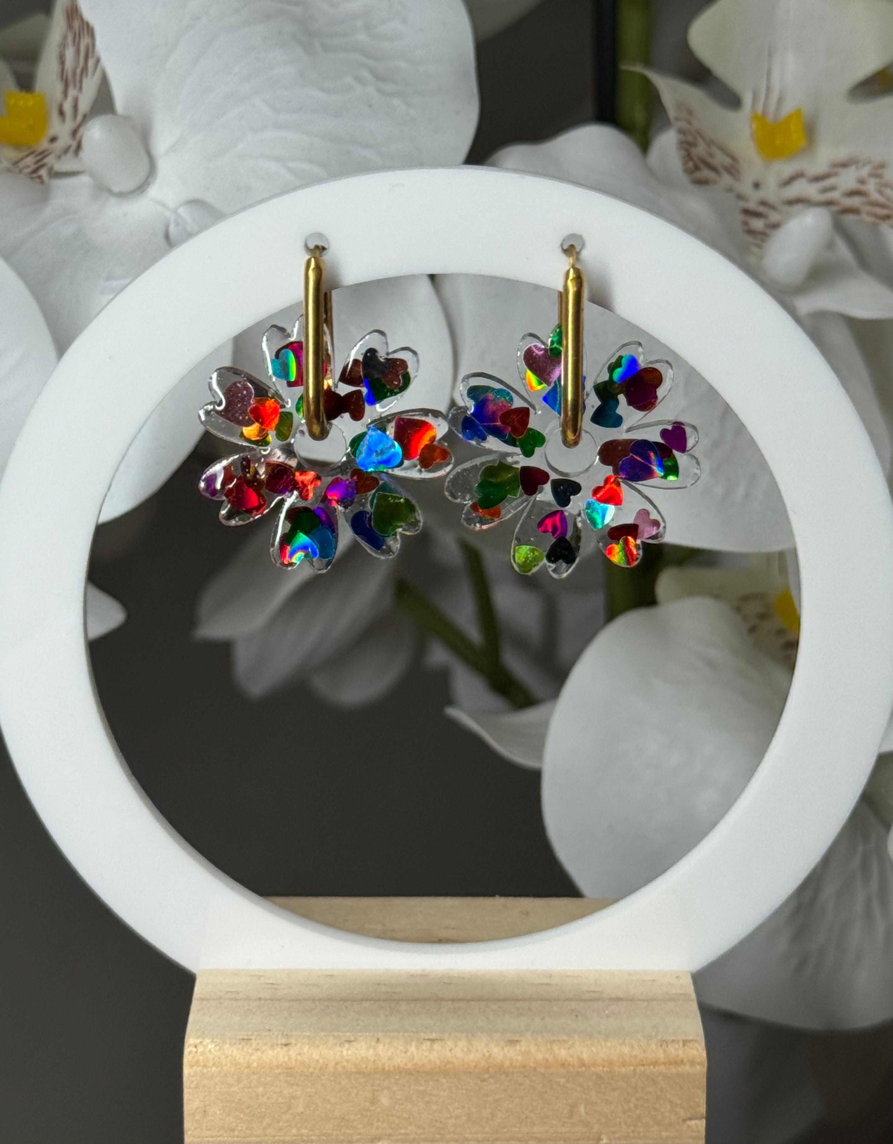 Ezia résine coeurs multicolores