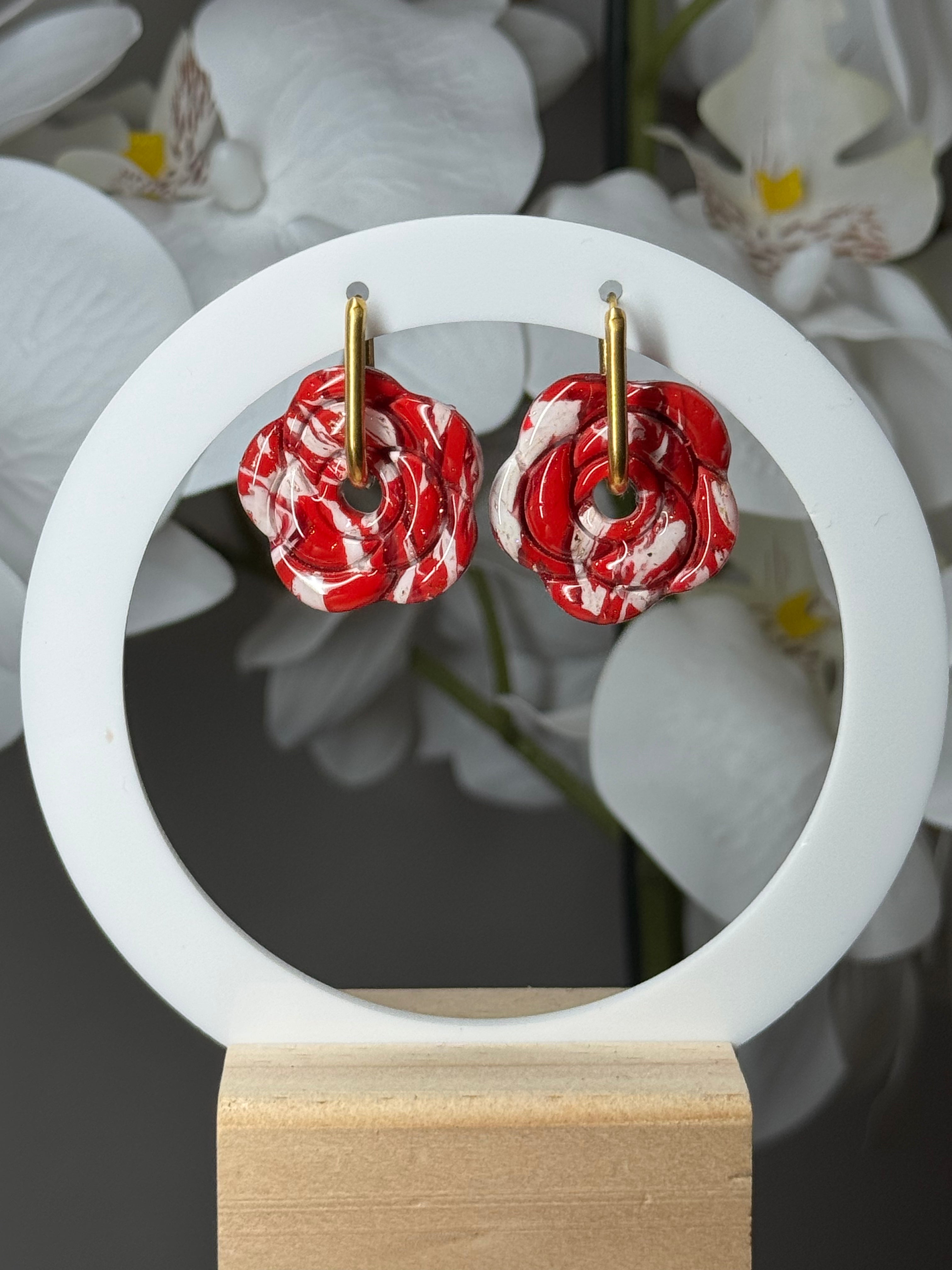 Rose marbré blanc et rouge