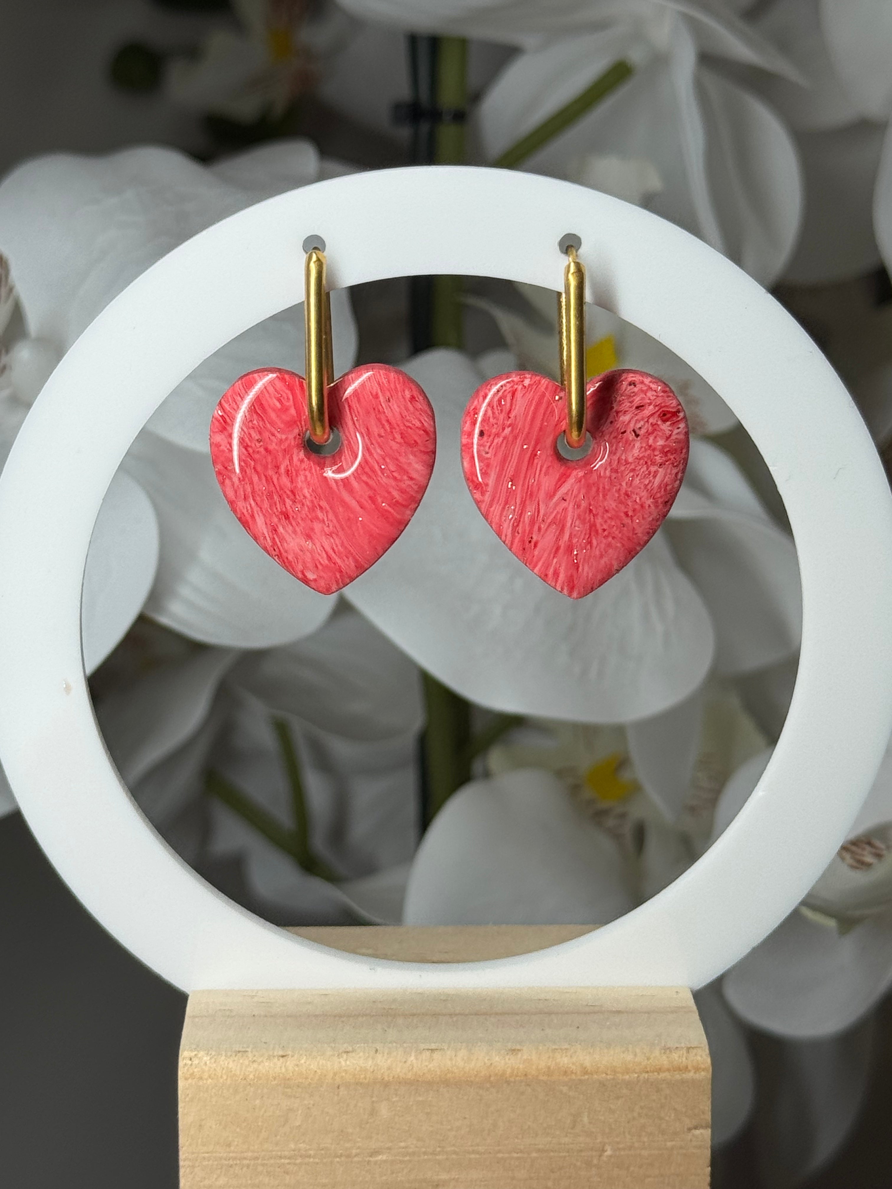 Gros coeur marbré rose