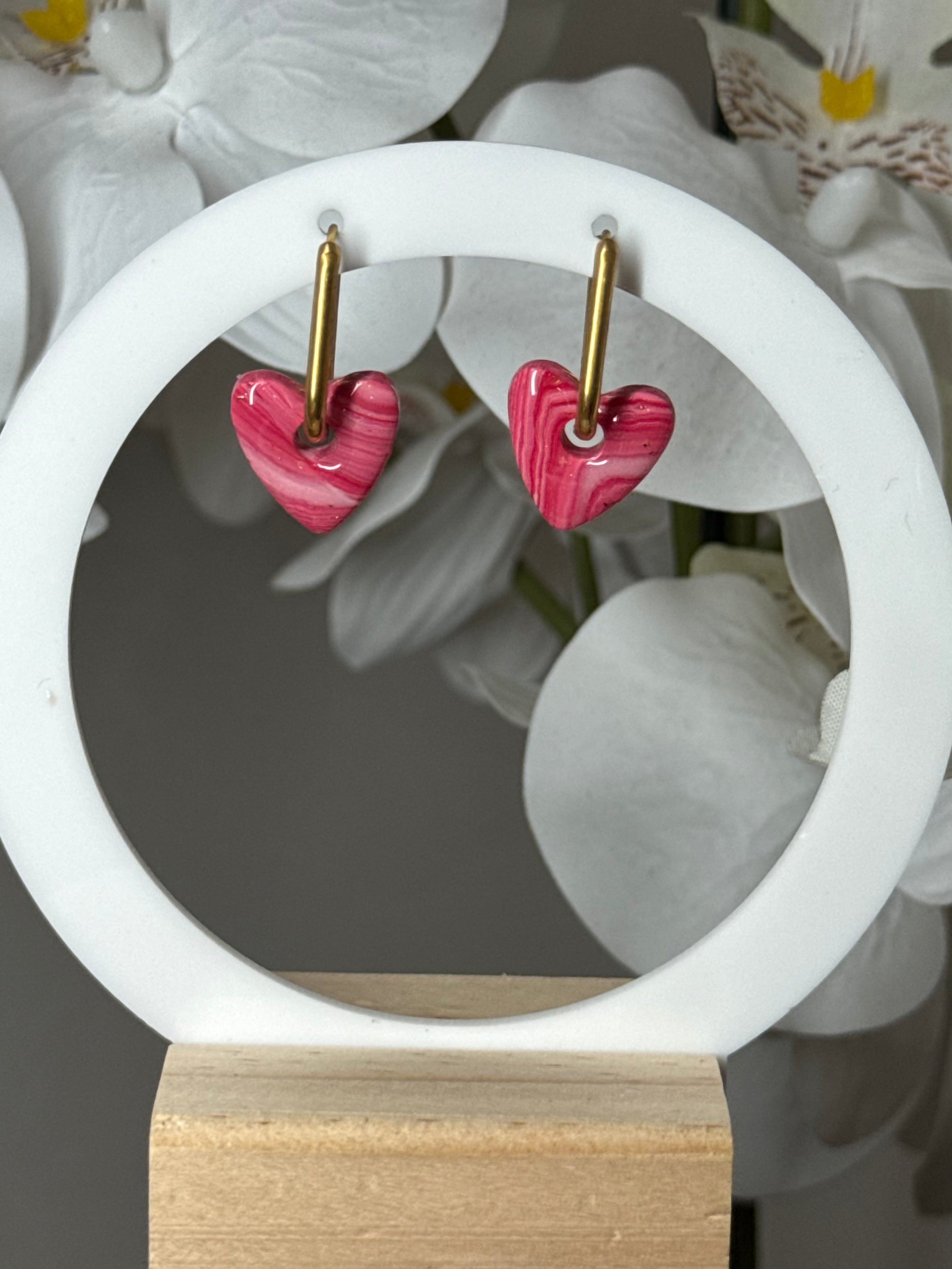 Petit coeur rose marbré