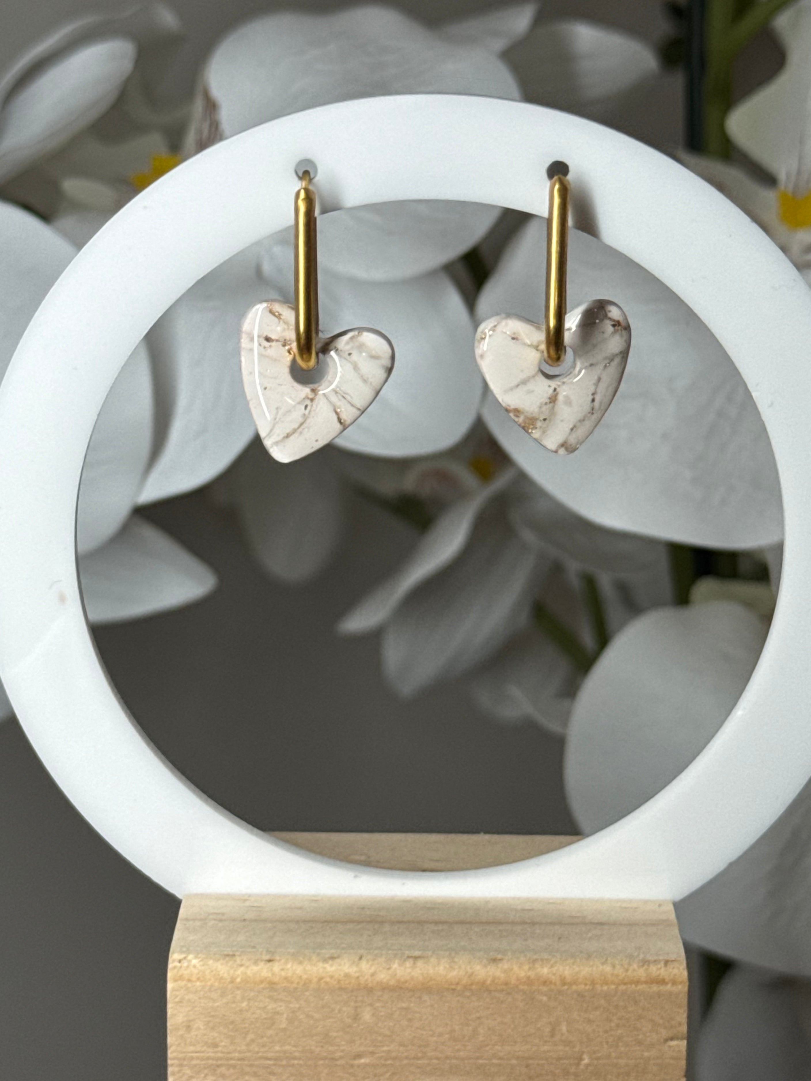 Petit coeur blanc marbré