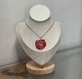 Collier rose rouge et doré