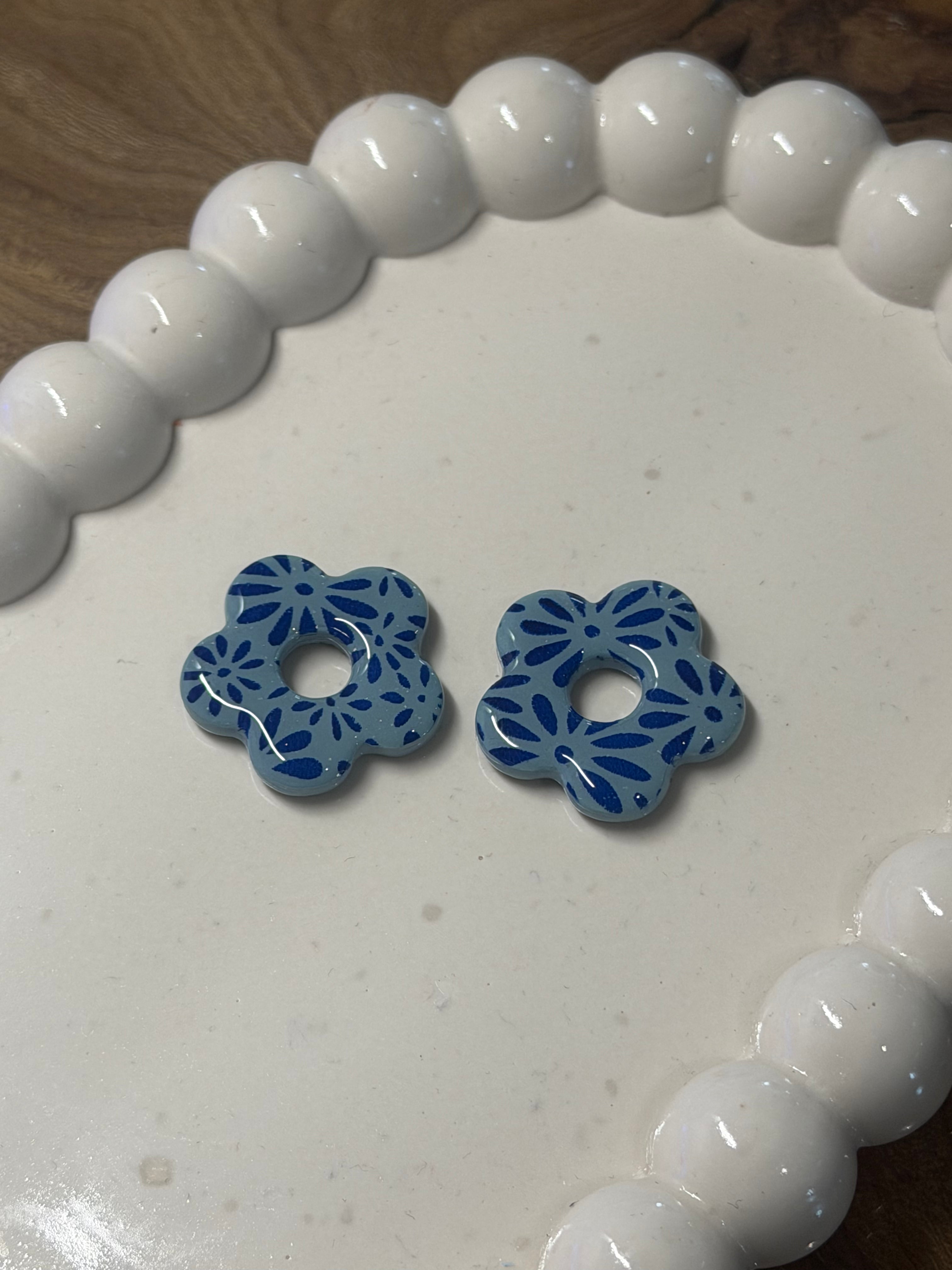 Flora motifs bleu